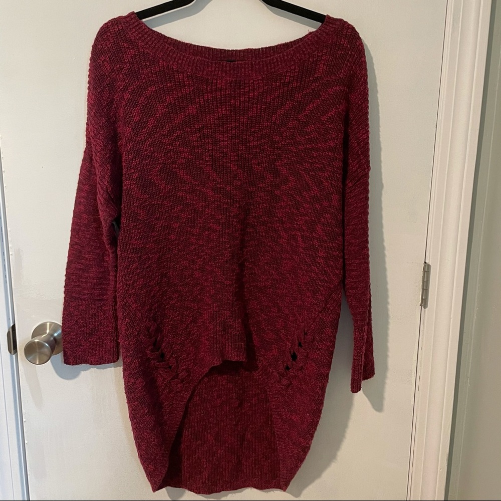 Express Woven Long Scoop Sweater